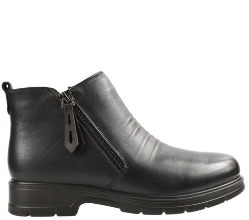 Ghete casual, dama, FORMAZIONE, 76-76 negru, piele naturala